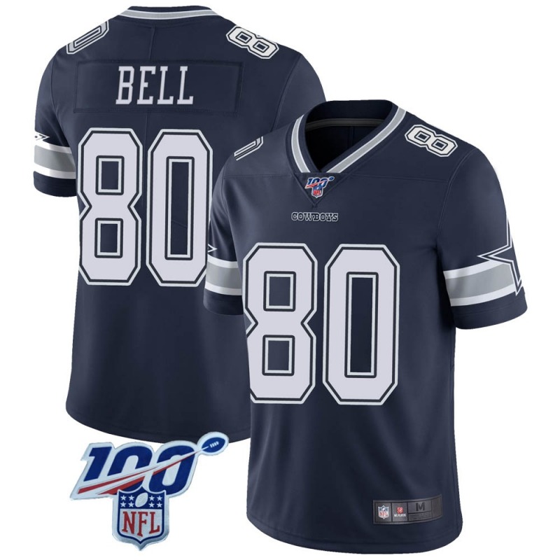 2020 Nike NFL Men Dallas Cowboys #80 Blake Bell Navy Limited 100th Vapor Jersey